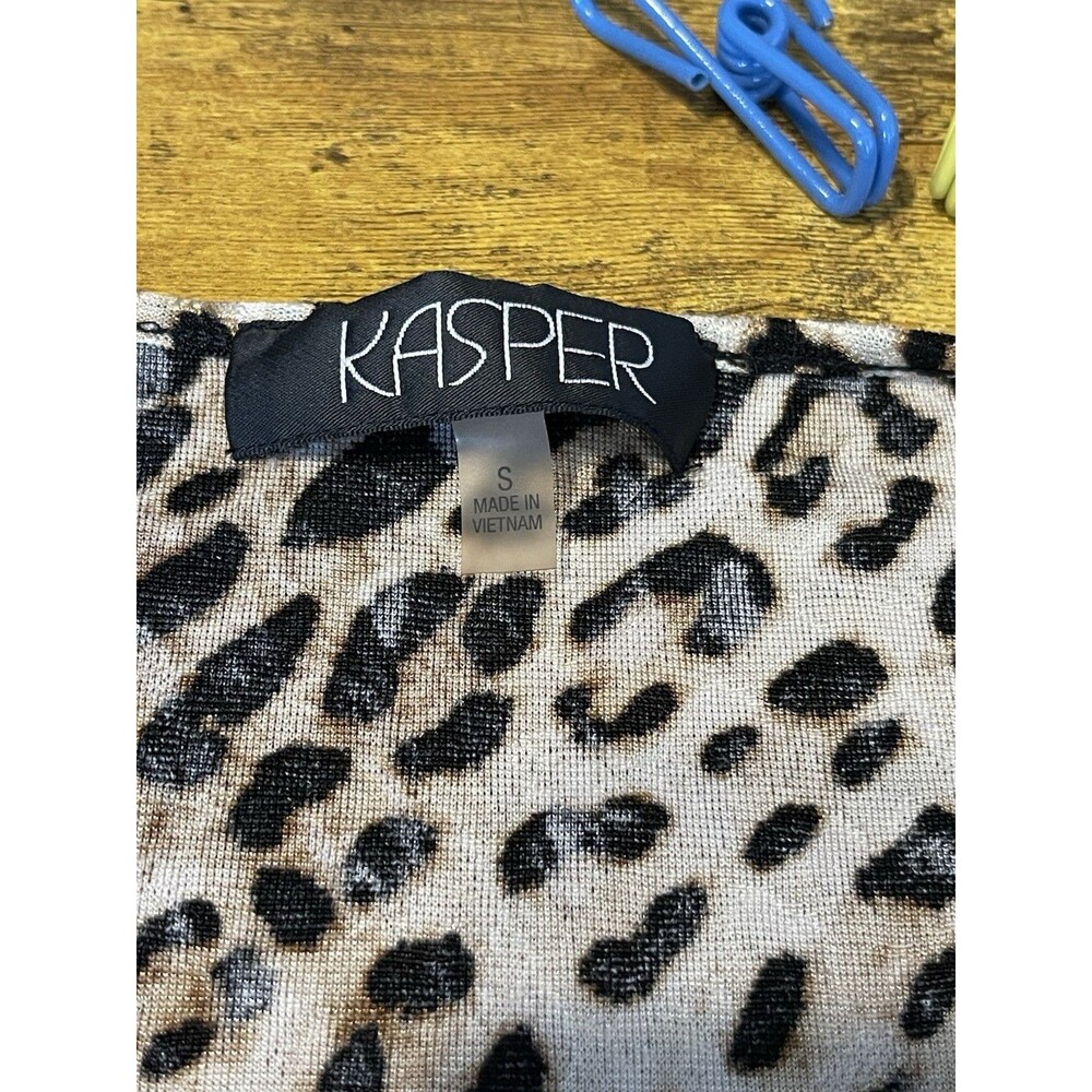Kasper Women Small Sleeveless Leopard Print Knit Blouse Top Animal Pullover Y2k - Picture 7 of 12